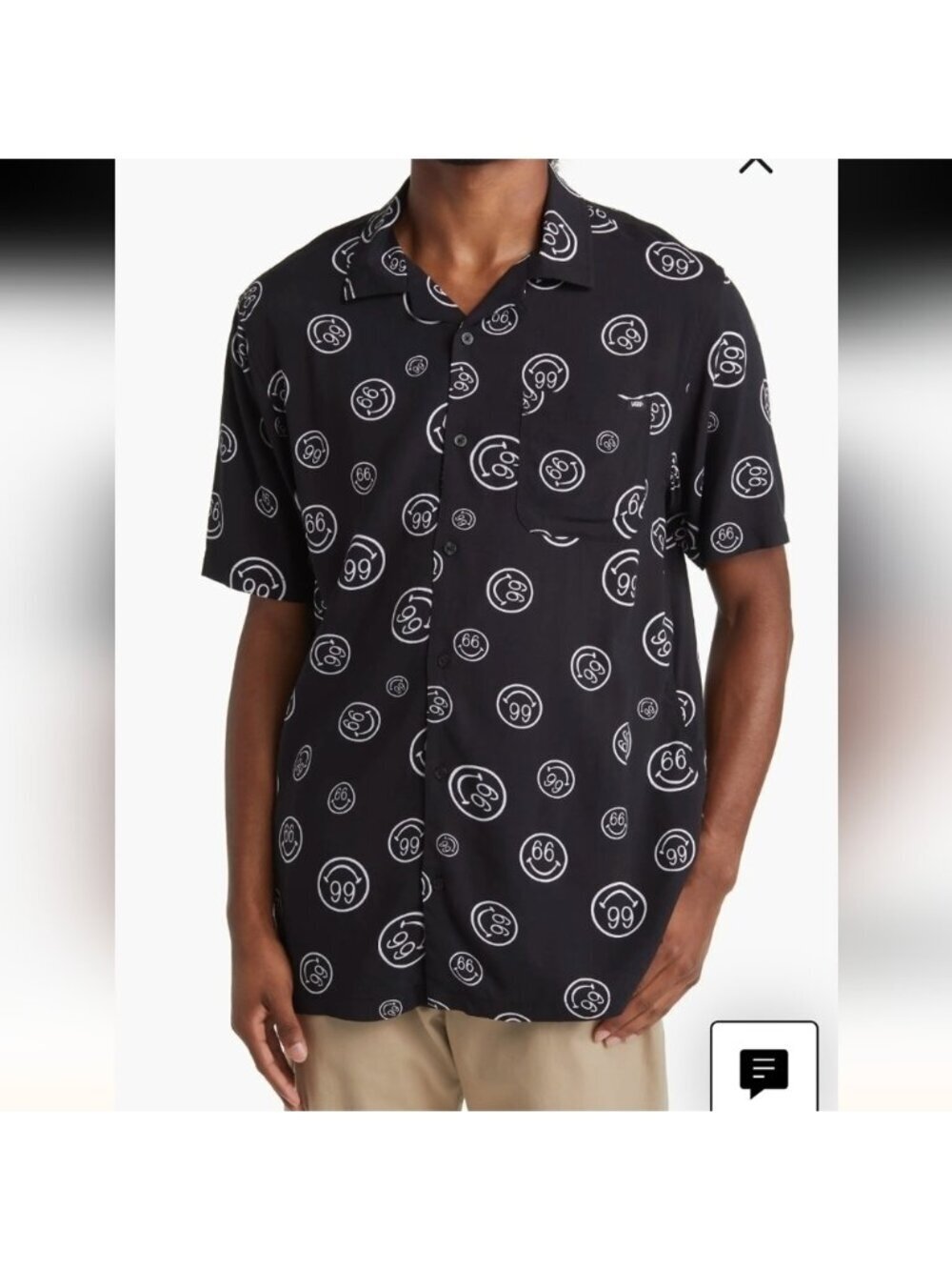 Vans Wilde Short Sleeve black Button-Up Shirt mens size Large